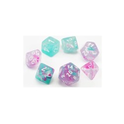 Chessex - Set 7 Dadi Poliedrici Mini - Nebula Wisteria/White